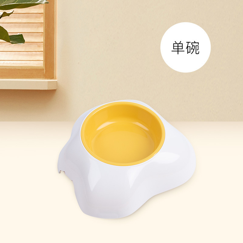Fabricante en stock nuevo huevo amarillo solo y doble Pet Bowl doble capa antidetonante gato tazón de fuente de alimentación de agua potable cuenca perro tazón