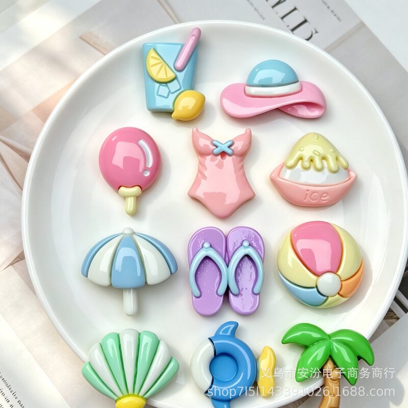 Summer seaside vacation series DIY handmade phone case, clogs, hats, keychains, hair clips, resin accessories
