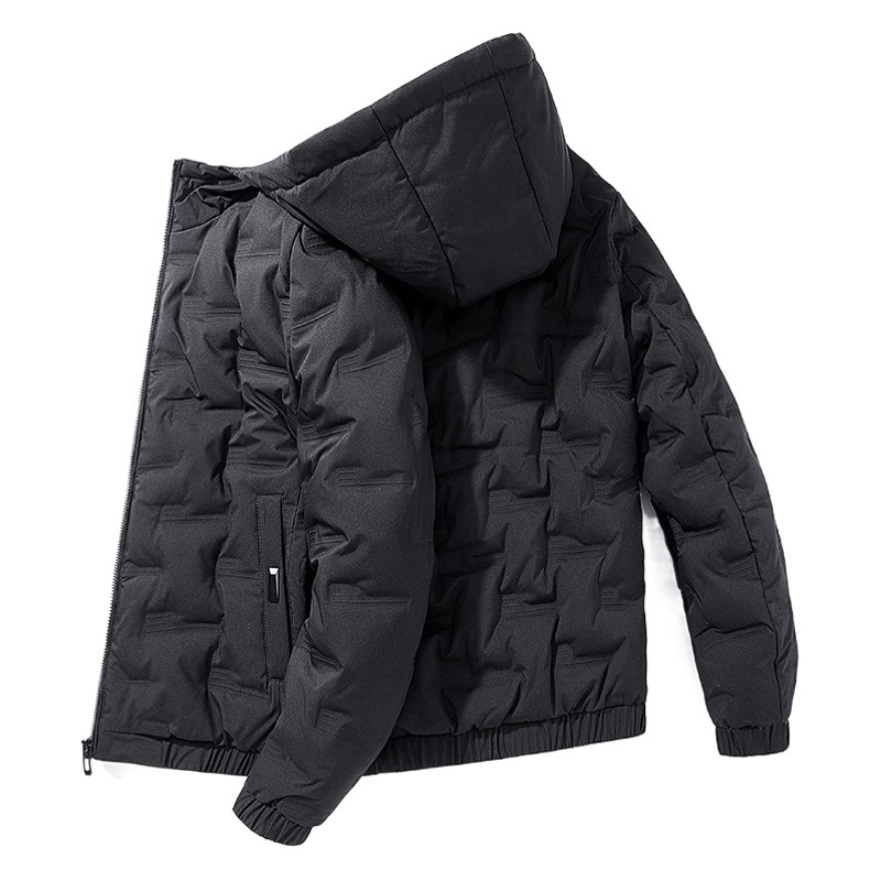 Nueva chaqueta con capucha gruesa informal de invierno para hombre, abrigo de algodón corto de moda Jinchang.