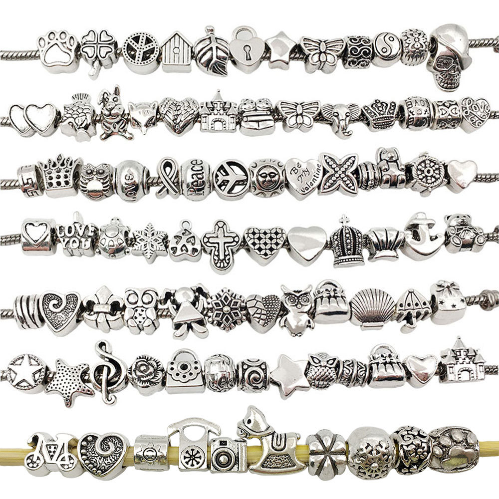 AliExpress Aleación de cuentas mixtas DIY pulsera collar de cuentas de agujero grande accesorios de joyería mariposa Castillo