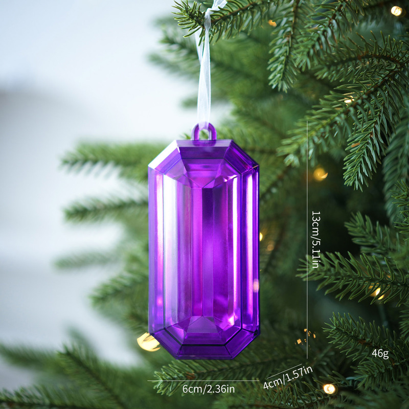 正方形の宝石ペンダントプラスチックペンダントクリスマスツリー装飾ラウンドカラー宝石カラフルなスノーフレークペンダントクロスボーダー|undefined