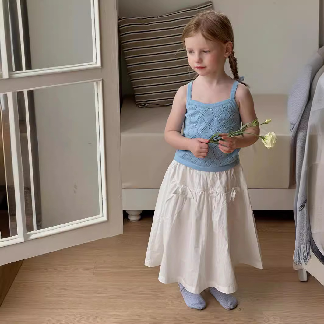 麥田季2024夏裝新款韓版女童不規則花朵半身裙兒童棉布裙半裙ins