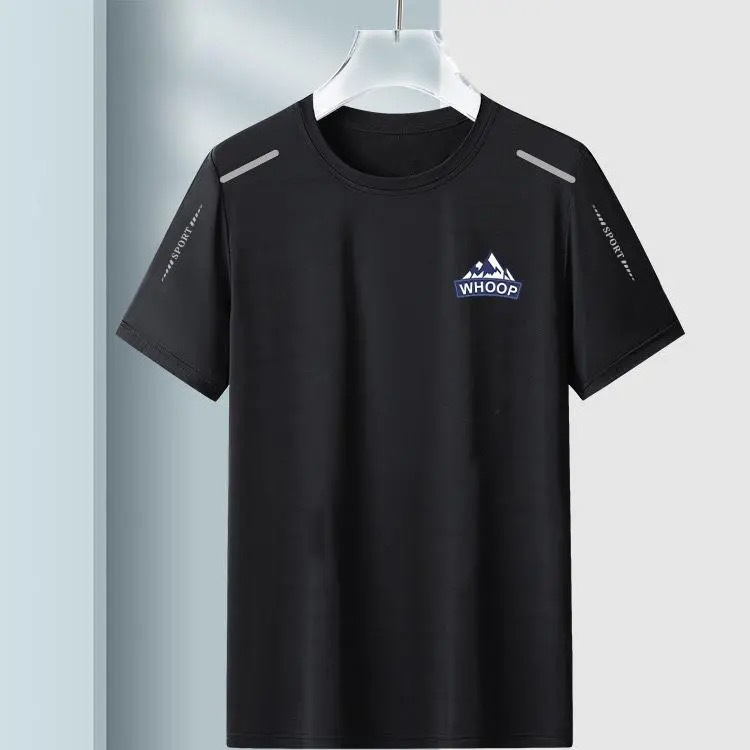 Verano nuevo estilo de moda de hielo camiseta de mangas cortas hombre deporte de mangas cortas malla transpirable tendencia versátil ropa superior