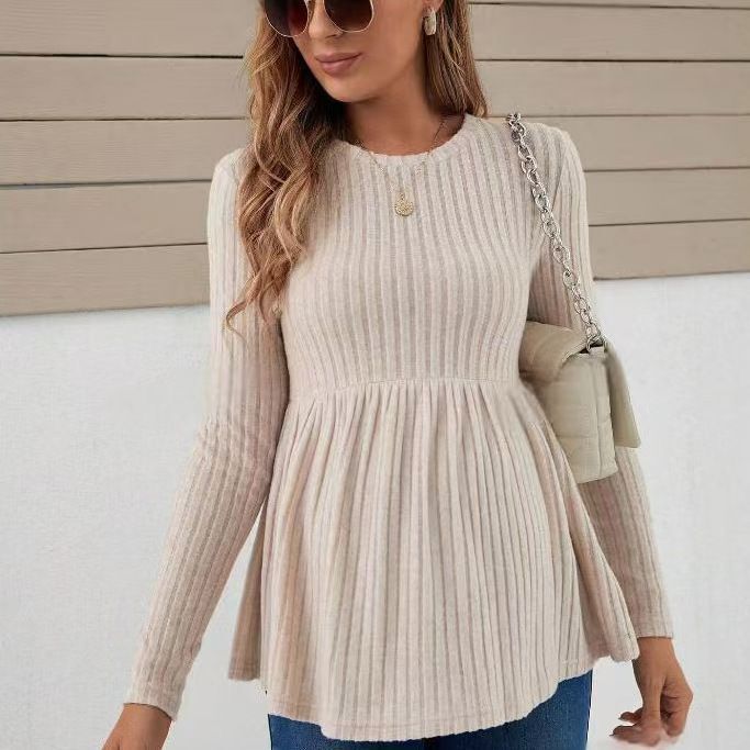 Aliexpress Shien Tops Cross-Border Export Amazon Versatile Maternity Tops Pure Color Pullover Maternity Round Neck T-Shirt