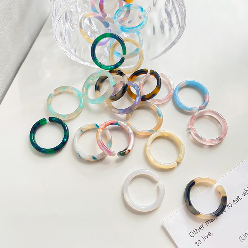 Paphia Korean Colored Acetate Ring Women's Trendy Accessories Simple Retro Ring Opening One-size-fits-all Ring Jewelry
