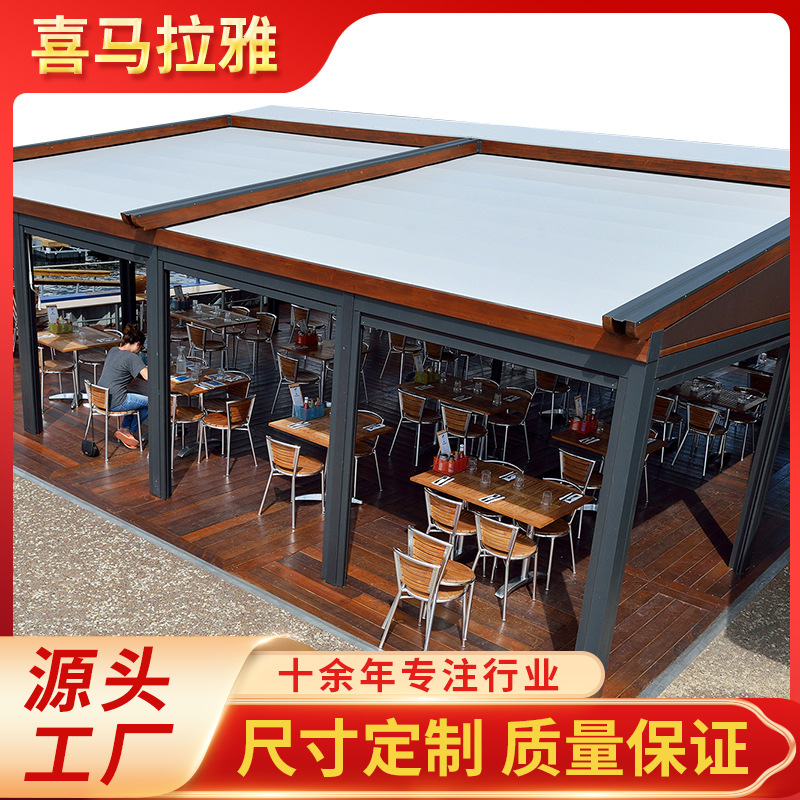 Toldo plegable eléctrico pabellón de estilo chino sala de sol al aire libre plegable de aleación de aluminio a prueba de lluvia plegable pabellón de estilo chino