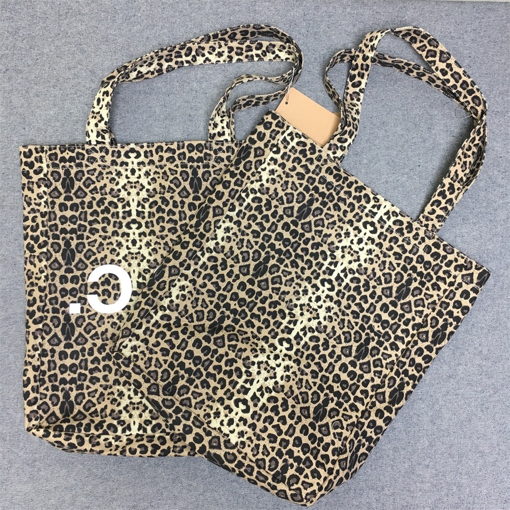 Cross-Border Hot-Selling Trendy Apc Popular Leopard Print Vertical Canvas Shopping Bag Shoulder Bag Tote Bag