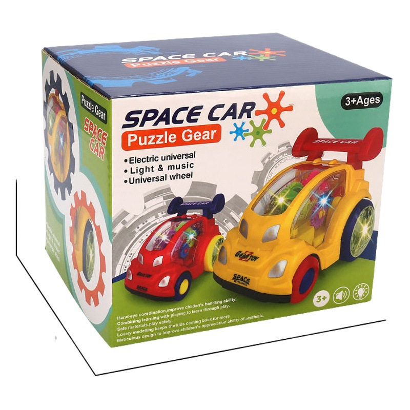 Coche eléctrico UNIVERSAL TRANSPARENTE engranaje coche concepto coche modelo colorido música Luz coche de juguete de dibujos animados