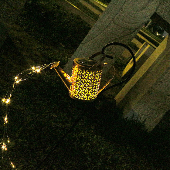 Cross-border Amazon solar iron shower floor lamp kettle outdoor waterproof courtyard decoration garden lawn lamp