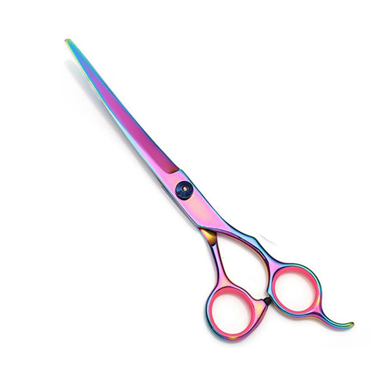 Forbici da taglio per capelli piatte e curve da 7 pollici, ideali per la toelettatura di animali domestici._voghion.com