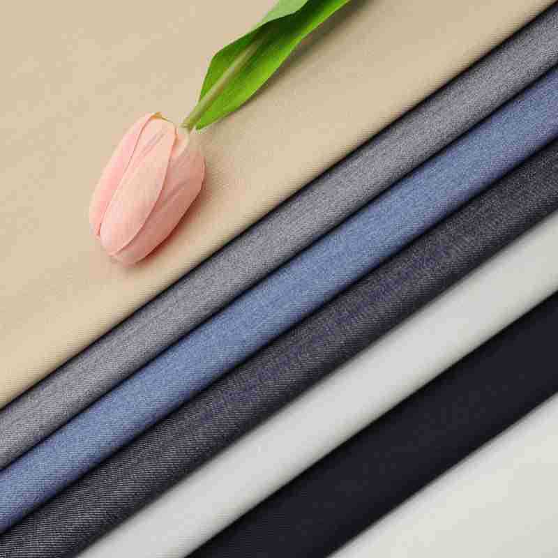 Spring and Autumn Fashion Worsted Wool Denim Fabric Strong Twisted Twill Woven Stretch Fabric Factory Direct Sales Ready Supply