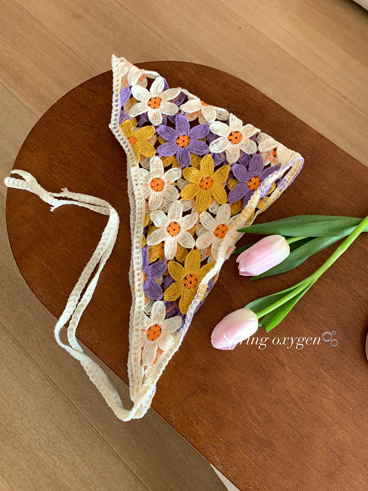 Dopamina transfronteriza Daisy toallas triangulares de punto caliente viaje dulce encantador pañuelo de estilo mujer