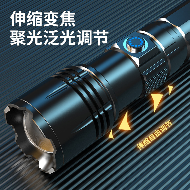 Linterna portátil de luz brillante linterna aleación de aluminio telescópica zoom láser linterna táctica entrega de una pieza