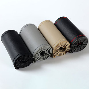 Fiber leather steering wheel cover Factory Direct Four Seasons universal hand-stitched car handle cover side line