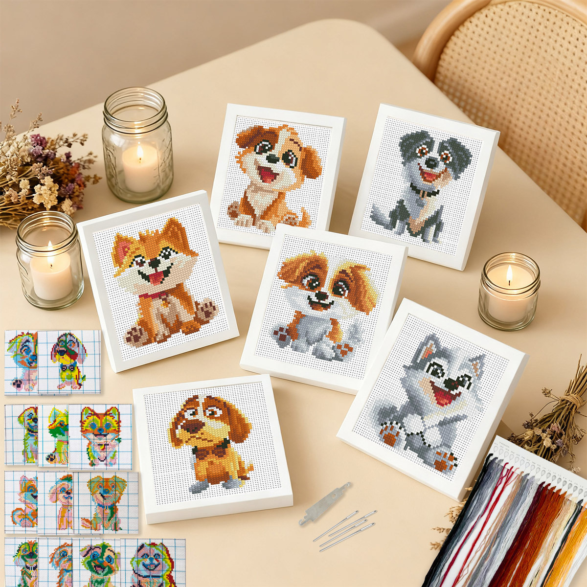 Amazon Inglés perrito de bordado cruzado 12 piezas conjunto de piezas pequeñas para principiantes bordados a través de la frontera exclusiva image 1