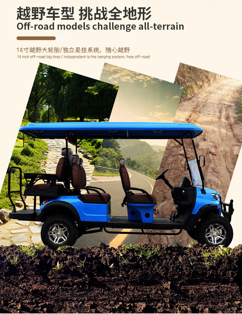 2-4-6 Seater Off-road Electric Golf Cart Scenic Area Hotel Reception Car Playground Ball Ferry Sightseeing Car