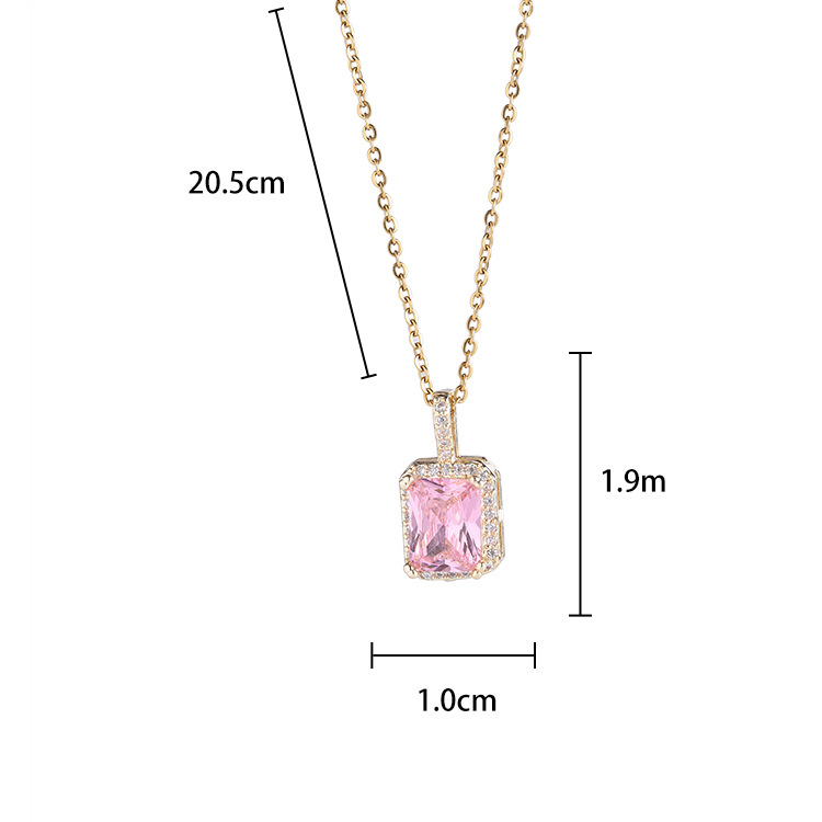 Simple Style Square Copper Inlay Zircon Pendant Necklace 1 Piece display picture 5