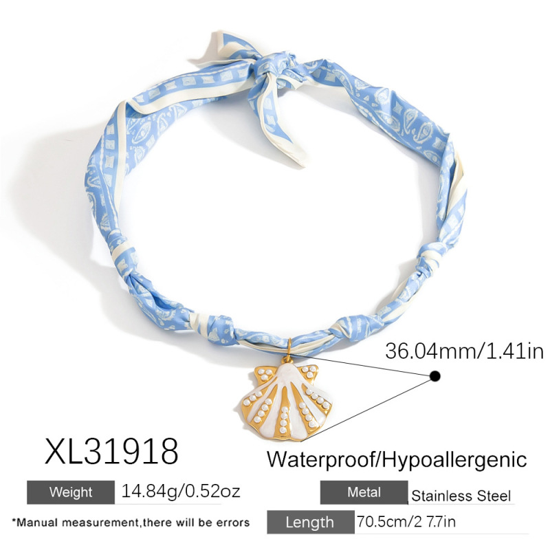 钰汇跨境丝巾项链不锈钢吊坠necklace轻奢高级感百搭设计钛钢项饰|undefined