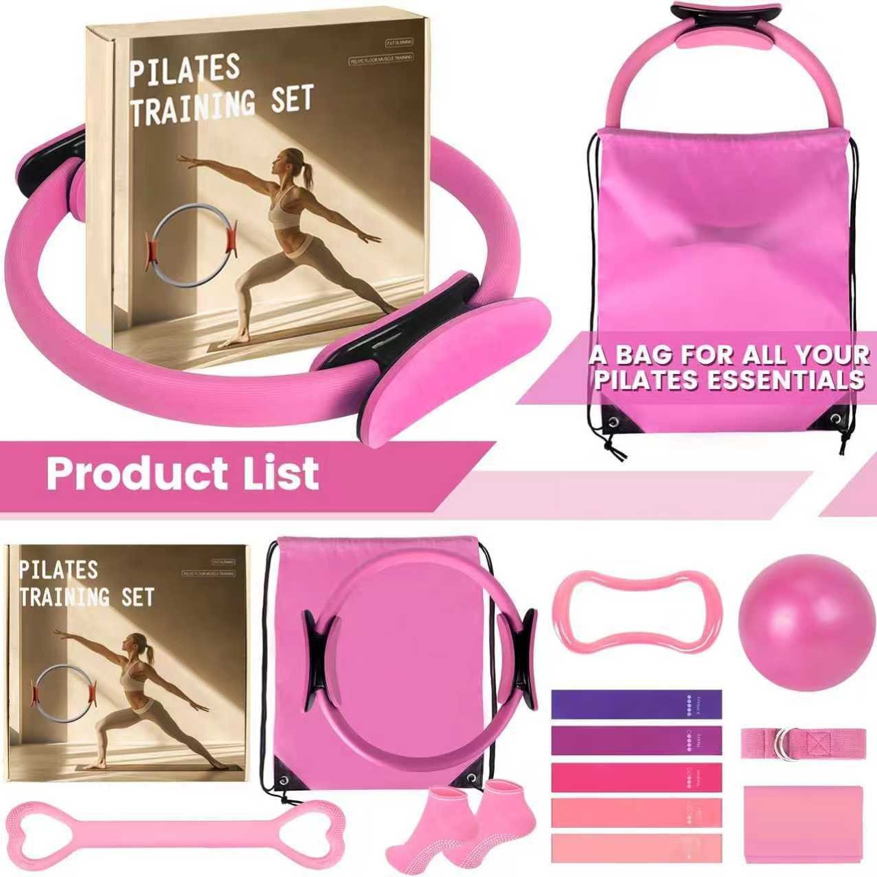 Yoga Exercise Equipment, Leg Resistance Bands, Hip Resistance Bands, Pilates Ball, Fitness Exercise Set Combination
