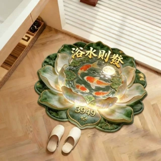 锦鲤硅藻泥地垫卫生间吸水速干脚垫家用浴室地垫新中式荷花防滑垫
