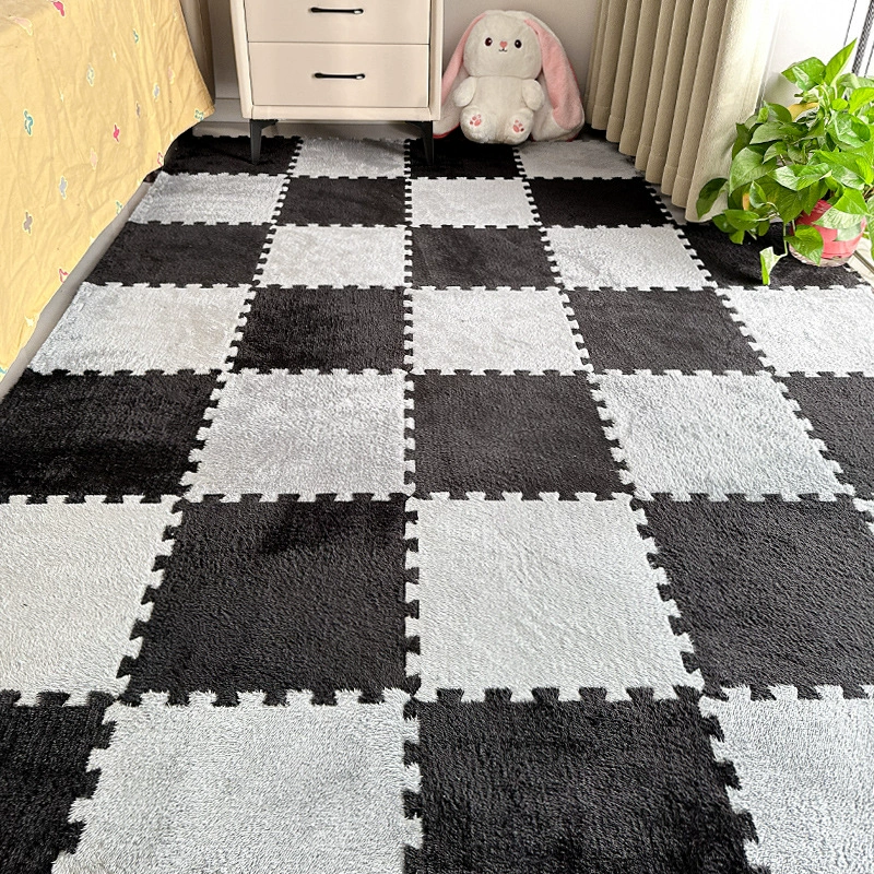 Плюшевый коврик-пазл, 30×30 / 60×60 см, пенополиуретановое основание, противоскользящий, без запаха