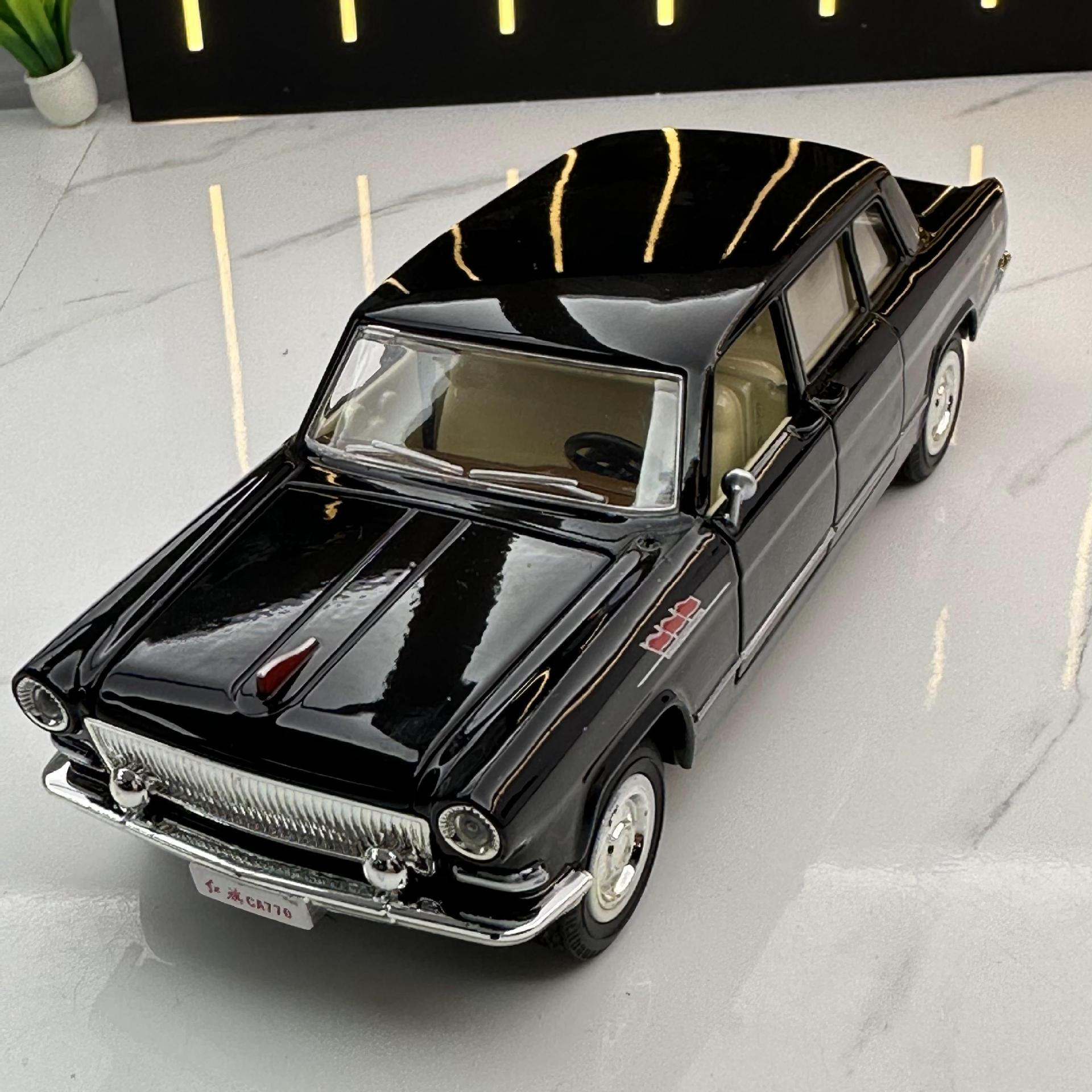 Ma ke yi genuino coche de aleación modelo 1 a 32 bandera roja CA770 con sonido y luz tire hacia atrás coche de juguete modelo de música adornos