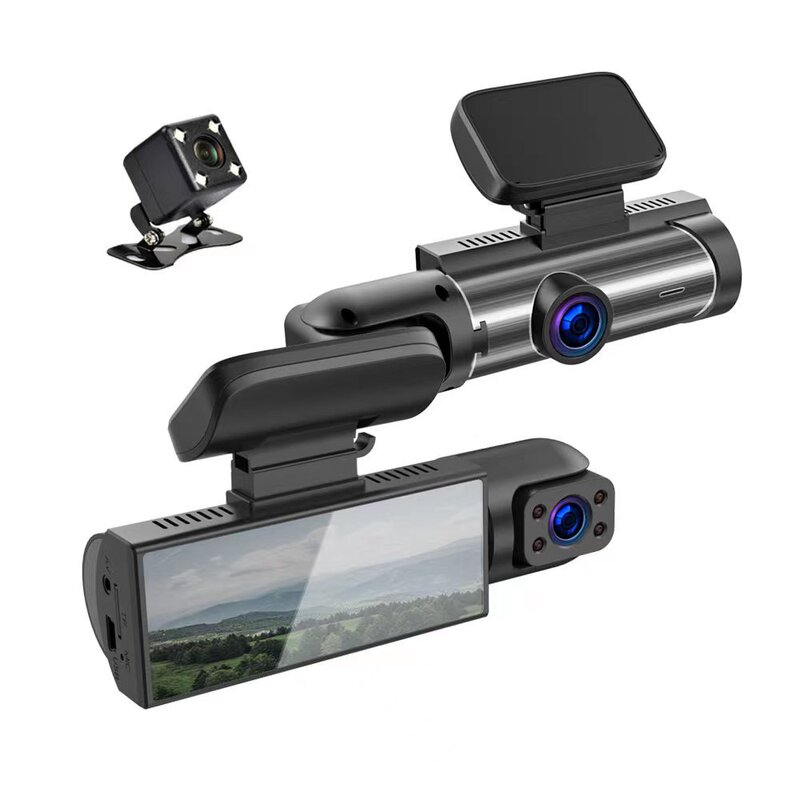 The new 3-lens driving recorder HD 1080p car front and car rear video at the same time cross-border best selling generation
