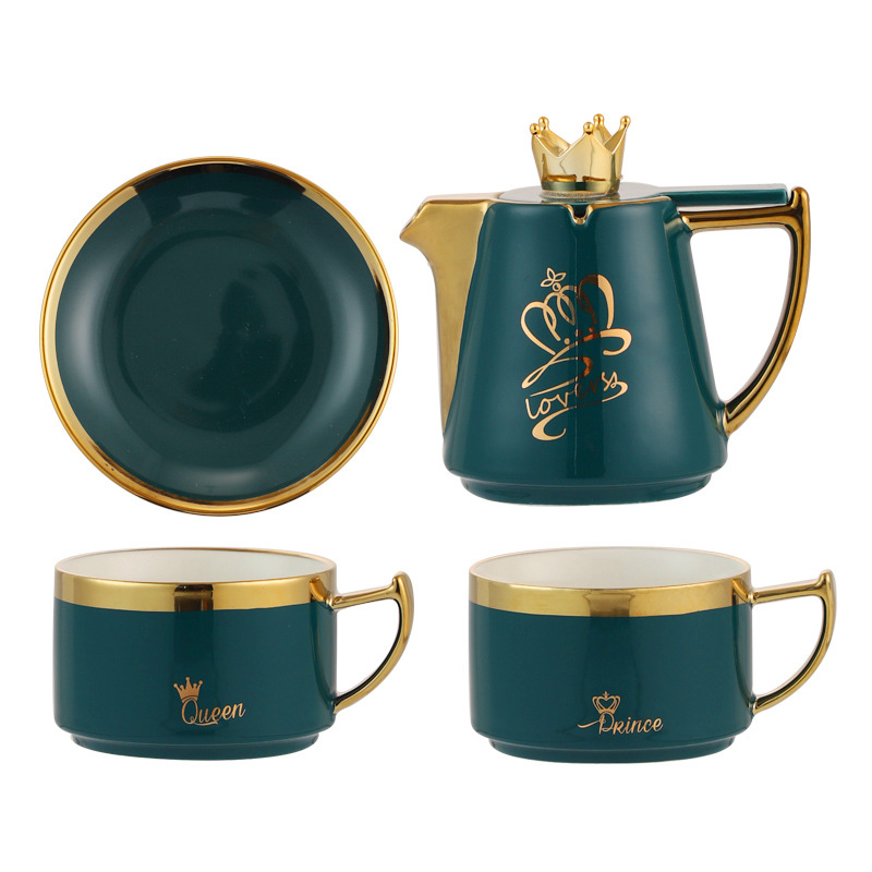 Tetera casa de estilo Nórdico juego té cerámica con la mano regalo Taza Té corona pareja juego apoyo logo taza café