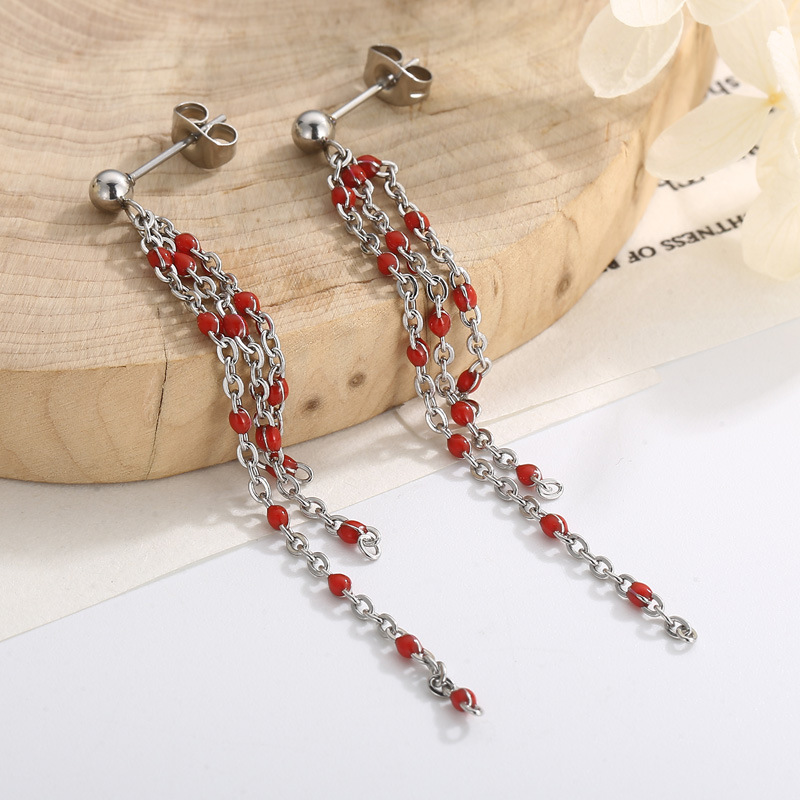 Resin Inlay Material PVD Coated 18K Gold Plated Geometric Titanium Steel Elegant Waterproof Non Tarnish Drop Earrings