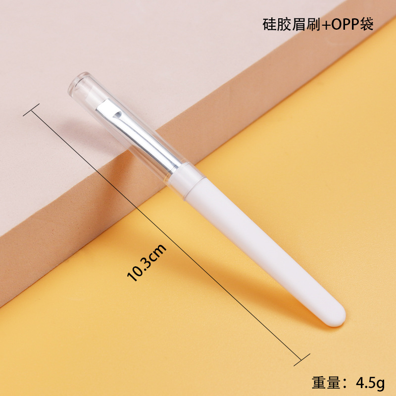 Traje de cepillo de maquillaje portátil blanco con cubierta de polvo transparente ultrafina cuchilla ángulo ceja cepillo delineador de ojos fino cepillo