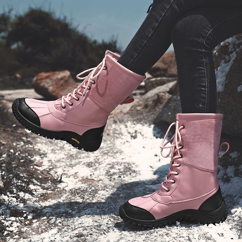 Chaussures pour femmes Bottes de neige d'extérieur Bottes Martin pour femmes Plus Velours Chaud Femmes Imperméables Antidérapantes Chaussures montantes en coton_voghion.com