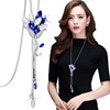 Sweater, long demi-season universal fashionable necklace, high-end accessory, cat's eye, simple and elegant design, Korean style