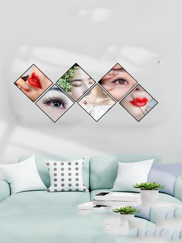 Half-Frame Painting of Eyebrow and Lip Decoration for Wellness Center and Beauty Salon Entrance, Modern Minimalist Tattoo Wall Art