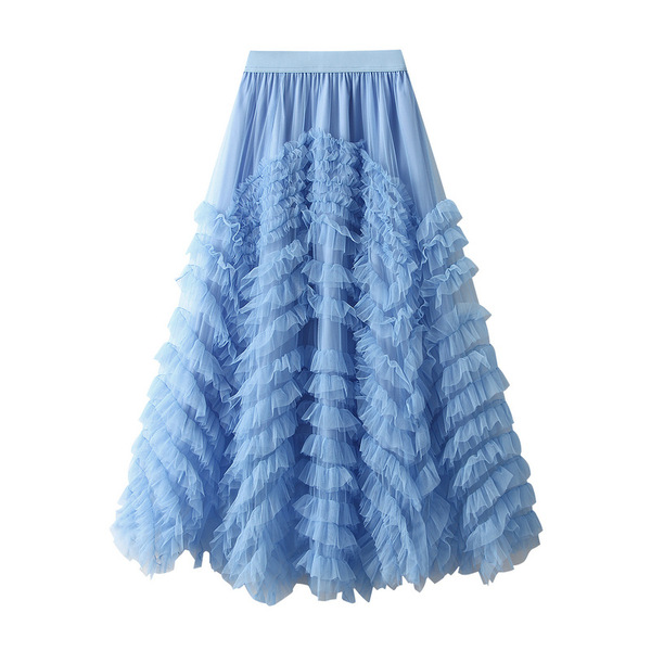 Design sense high -end mesh heavy work super large dress is thin and…
