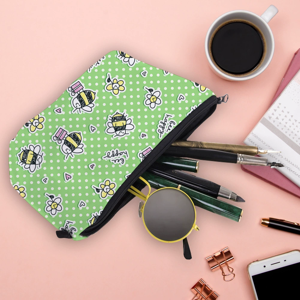 Water repellent cosmetic bag, chain with zipper, storage system, travel bag