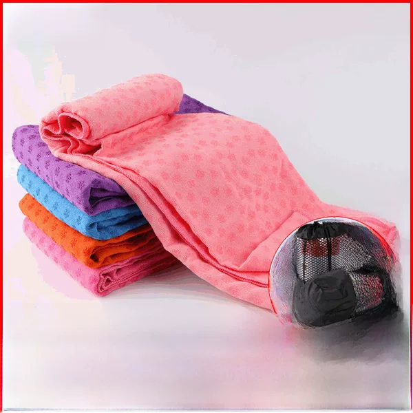 Yoga Towel Plum Blossom Dot Fiber Resin Yoga Mat Towel Non-Slip Floor Mat with Mesh Bag Thickened Yoga Cloth Mat