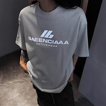 正确版巴黎t恤女经典反光短袖衫潮牌BL家纯棉T恤男女同款宽松体恤