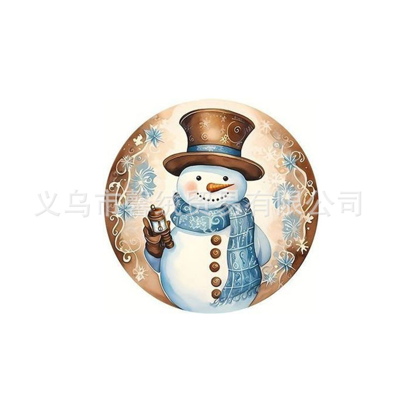 クロスボーダーホットセールクリスマスラウンドプレースマット雪だるまパターンデジタル印刷さまざまなオプションの工場直販|undefined