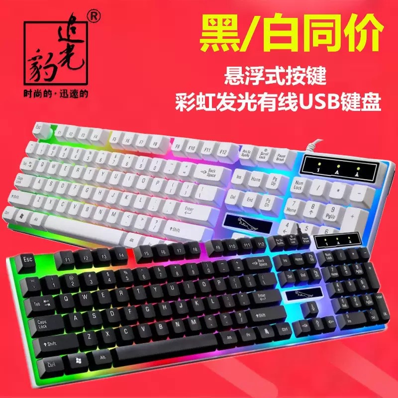 Cross-Border Keyboard Chasing Light Leopard G21 Wired USB Gaming Mechanical Feel Colorful Luminous Laptop Keyboard Kb