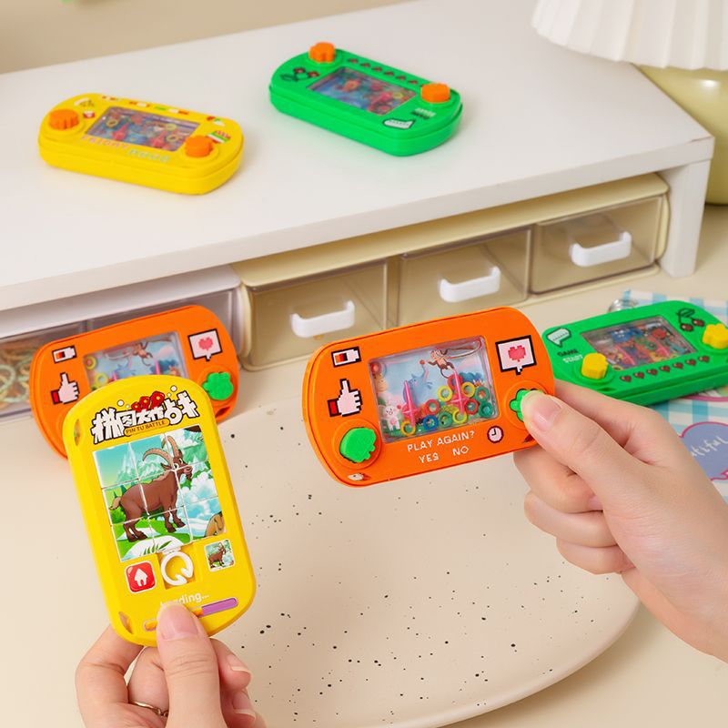 (2개) HUARONG ROAD 직소 퍼즐 링 워터 머신 2 대 1 듀얼 사용 어린 시절 추억 팜 워터 링 게임 머신 향수