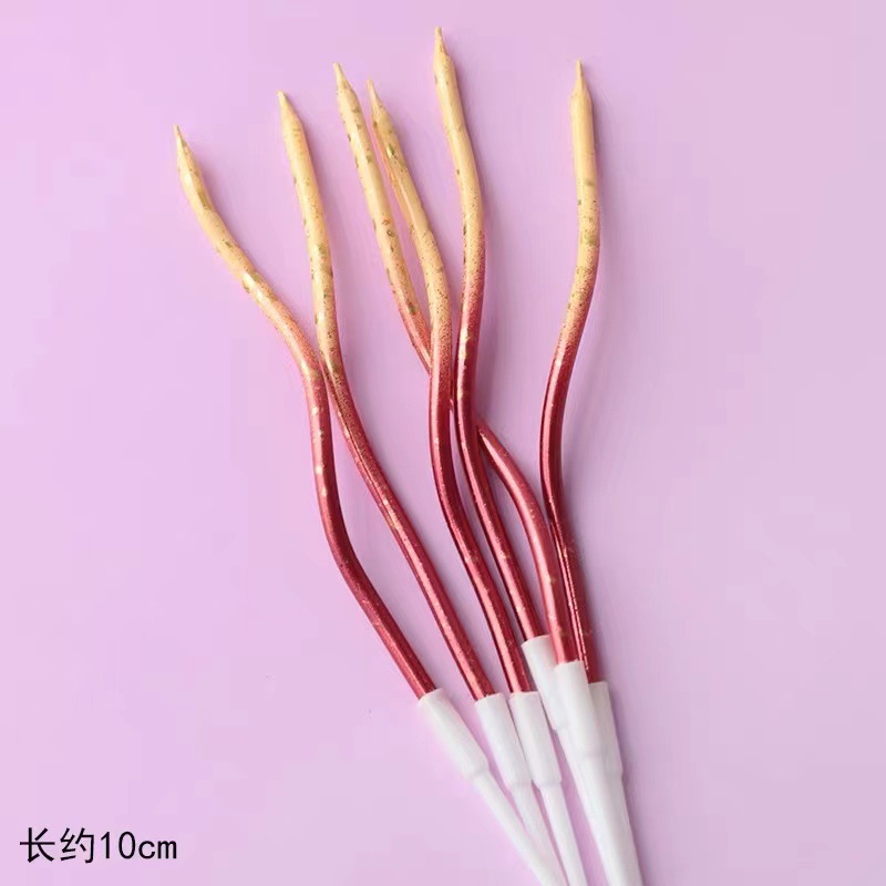 Decoración de pastel horneado Twist Twist Red Red Color Champagne Dorado Dorado Plata Plug-in Cumpleaños Velas