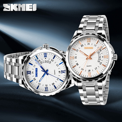 Shimei/skmei9069 Men's Luminous Single Calendar Business Watch Steel Band Exquisite Waterproof Men's Quartz Watch