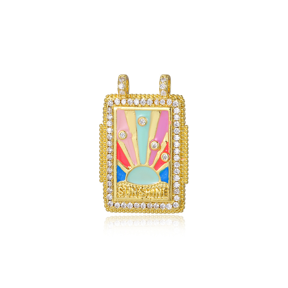 6g Weight Pendant Jewelry Making Type 18K Gold Plated Plating Material 1 Piece Quantity Daily Occasion Copper Material Rainbow, Coconut Tree, Heart Shape Pattern All Seasons Season Unisex Gender Plating Design Retro, Classic Style Style 1 Piece Copper 18K Gold Plated Rainbow Coconut Tree Heart Shape Pendant 7