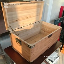 复古木箱带盖储物箱实木收纳箱带锁小木盒做旧服装店装饰道具箱子