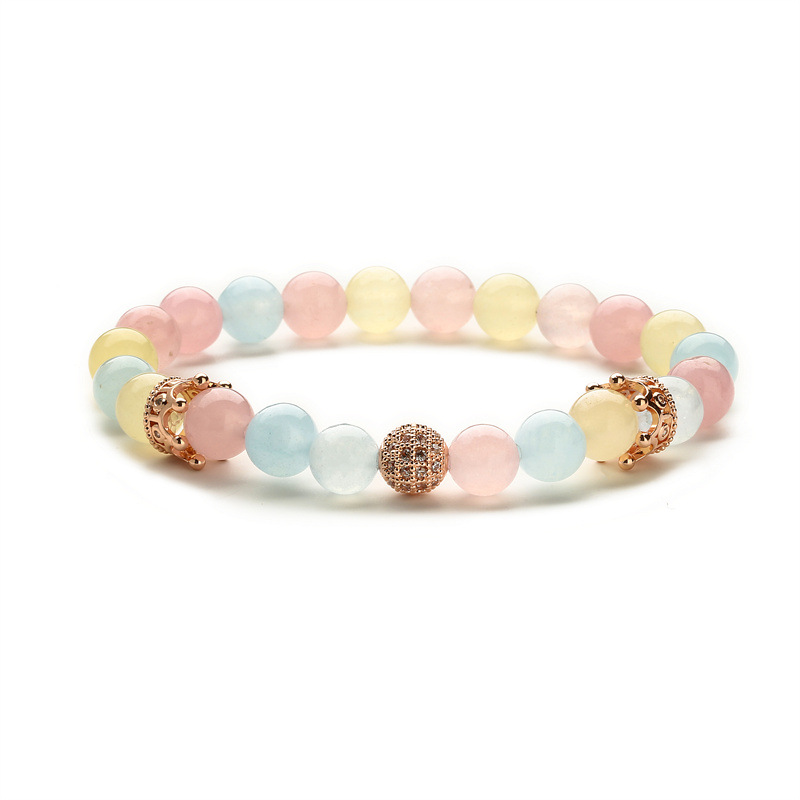 Cruz-frontera deseo caliente venta cobre micro-incrustaciones pulsera de oro rosa al por mayor cristal Rosa Fenghua Moonstone joyería pulsera