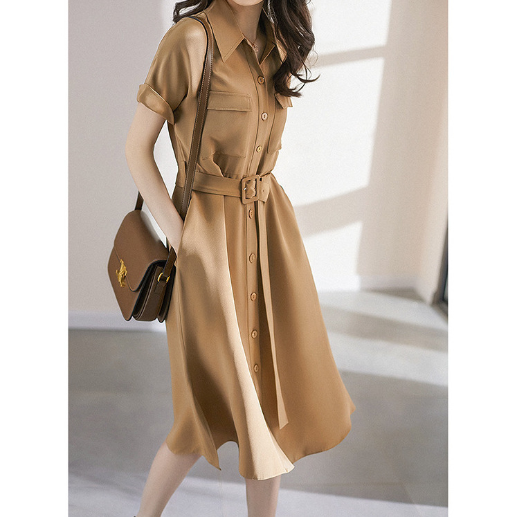 Heavy Crepe Mulberry Silk Dress, Mulberry Silk Shirt Dress, High-End Workwear Style, 2026 Summer Women's Fashion, Long Dress Heavy Crepe Mulberry Silk Dress, Mulberry Silk Shirt Dress, High-End Workwear Style, 2026 Summer Women's Fashion, Long Dress