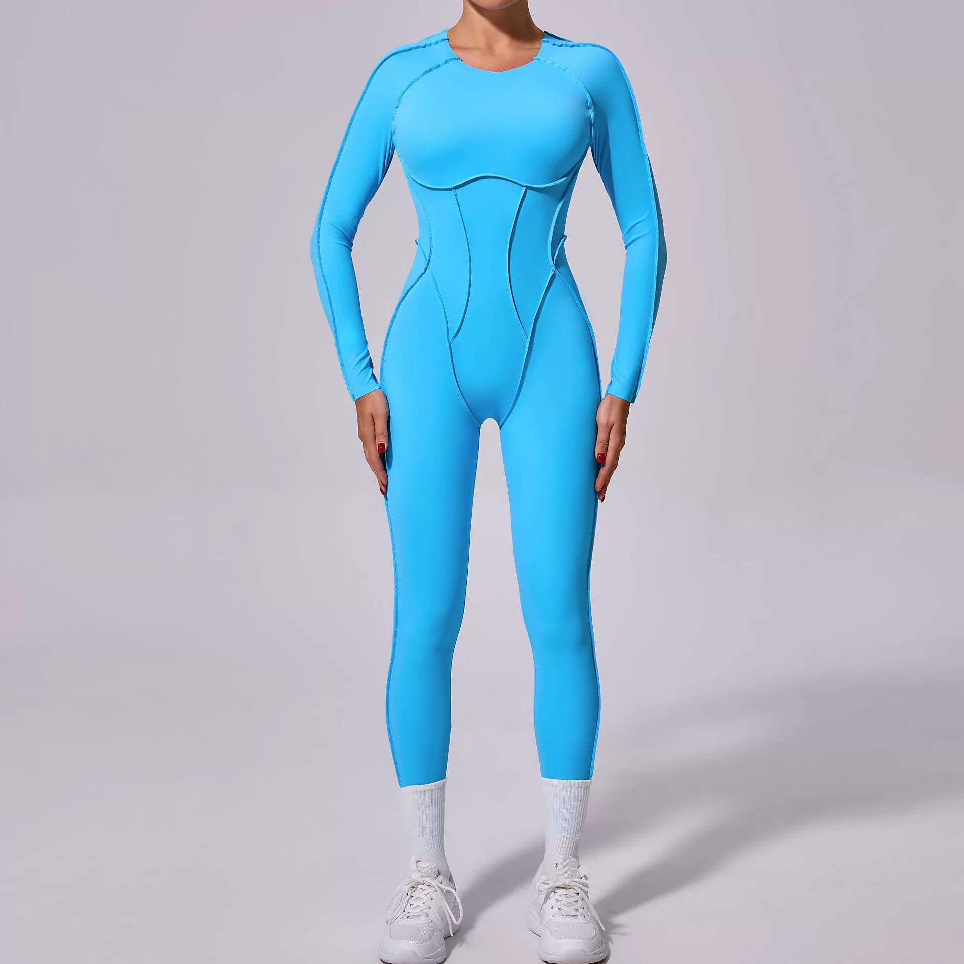 Спортивная одежда для йоги, с длинным рукавом, брюки, зимний overall, без спинки, обтягивающий