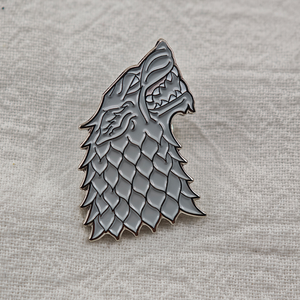Game of Thrones Ice Wolf Brooch, A Song of Ice and Fire Badge, Backpack Accessory Pin, Decorative Gift