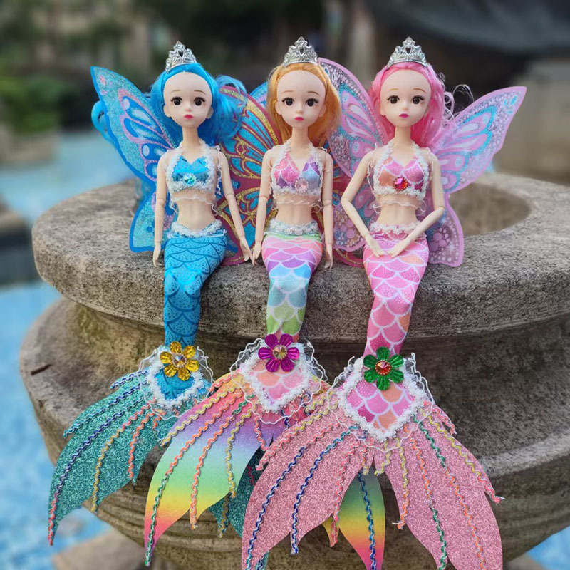 Manufacturer's Off-Dressing Wings, Mermaid Flashing Lights, Barbie Dolls, Dolls, Girls' Gifts, Children's Toys