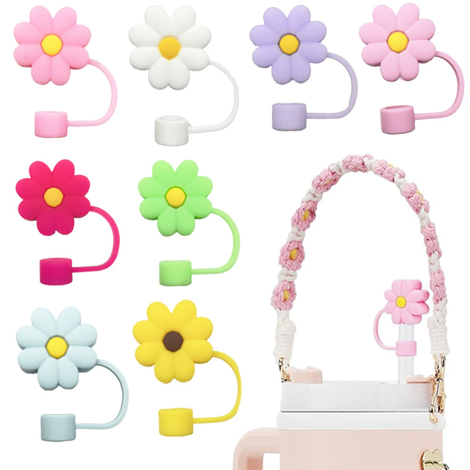 Подходит для чашки для воды Stanley, соломенная крышка, соломенная заглушка с хризантемой, пылезащитная крышка, соломенная крышка Stanley, диаметр 10 мм